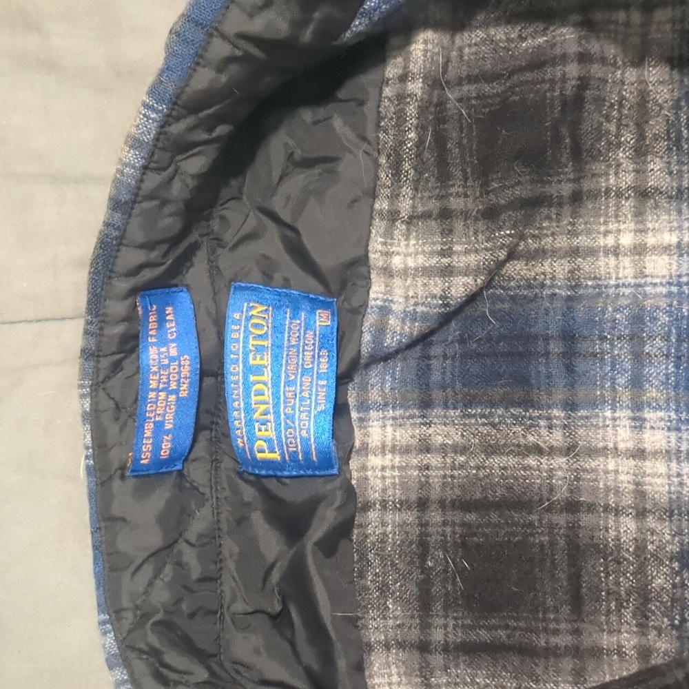 Pendleton Wool Blue and Black Casual Button Down Shirt with Plaid Design - Picture 2 of 6